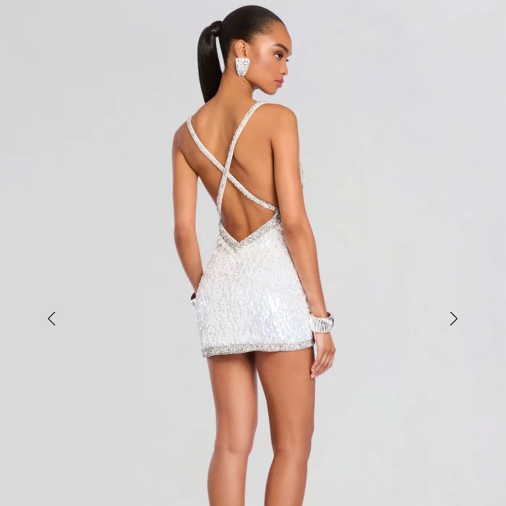 Retrofete REVOLVE Ivana Sparkling Mini Dress in White and Silver - Picture 9 of 12